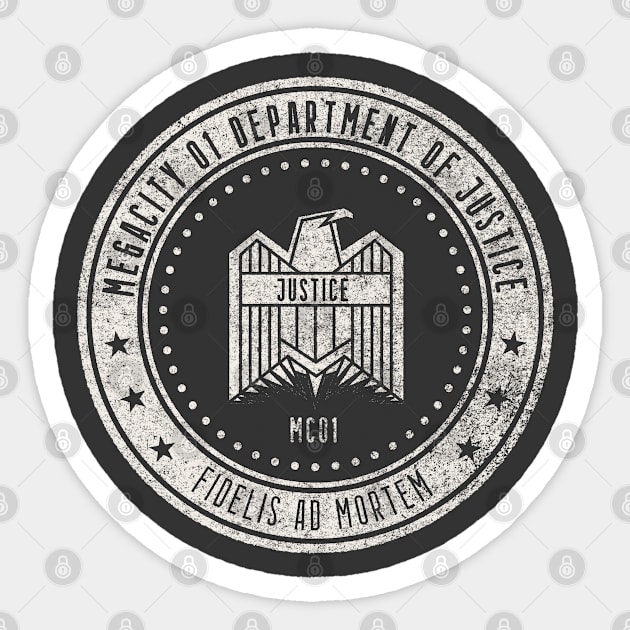 Megacity 01 Department of Justice Sticker by Geekeria Deluxe